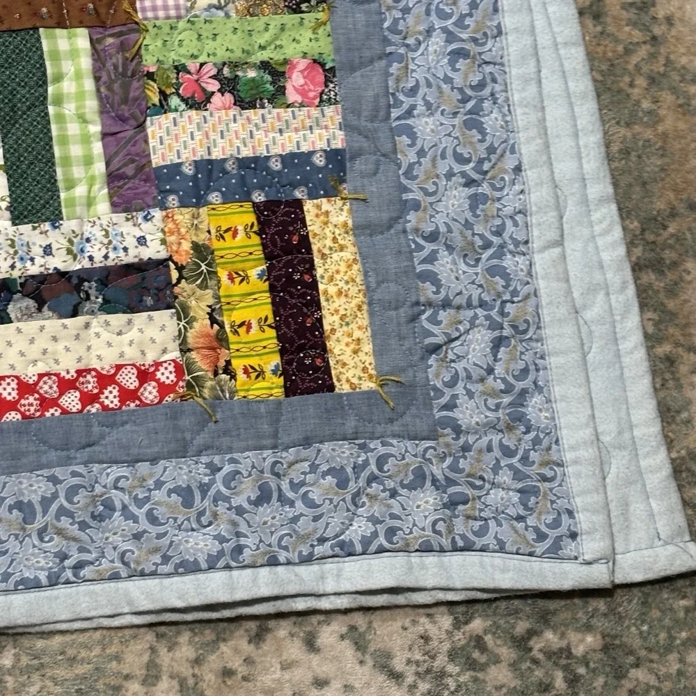 Handmade Vintage Scrap Quilt 88 x 92 – Unique Patchwork – Cottage/Primitive